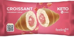 Feeling Ok Croissant con crema alla fragola - Cornetto proteico per la dieta chetogenica, 50 g