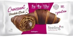 Feeling Ok Croissant Double Ciok - Cornetto al doppio cioccolato per la dieta chetogenica, 50 g