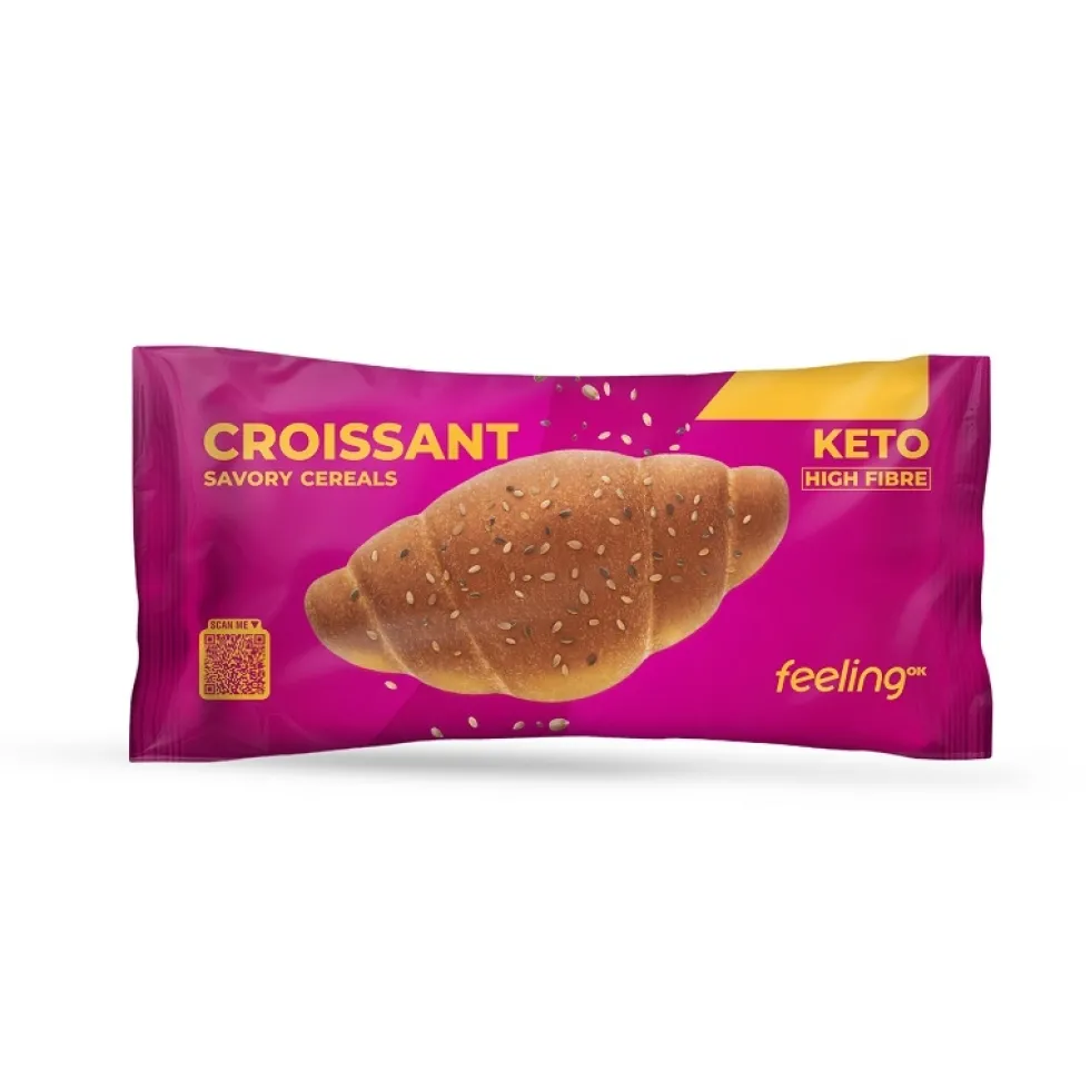 Feeling Ok Croissant Salato ai Cereali Snack proteico a tasso ridotto di carboidrati, 50 g