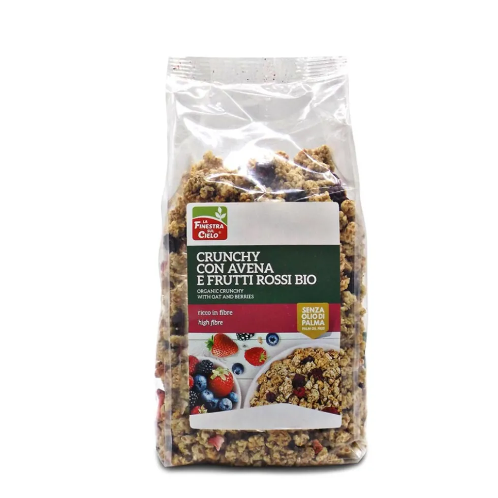 Finestra Sul Cielo Croccante con avena e frutti rossi - Muesli biologico ricco di fibre, 375 g