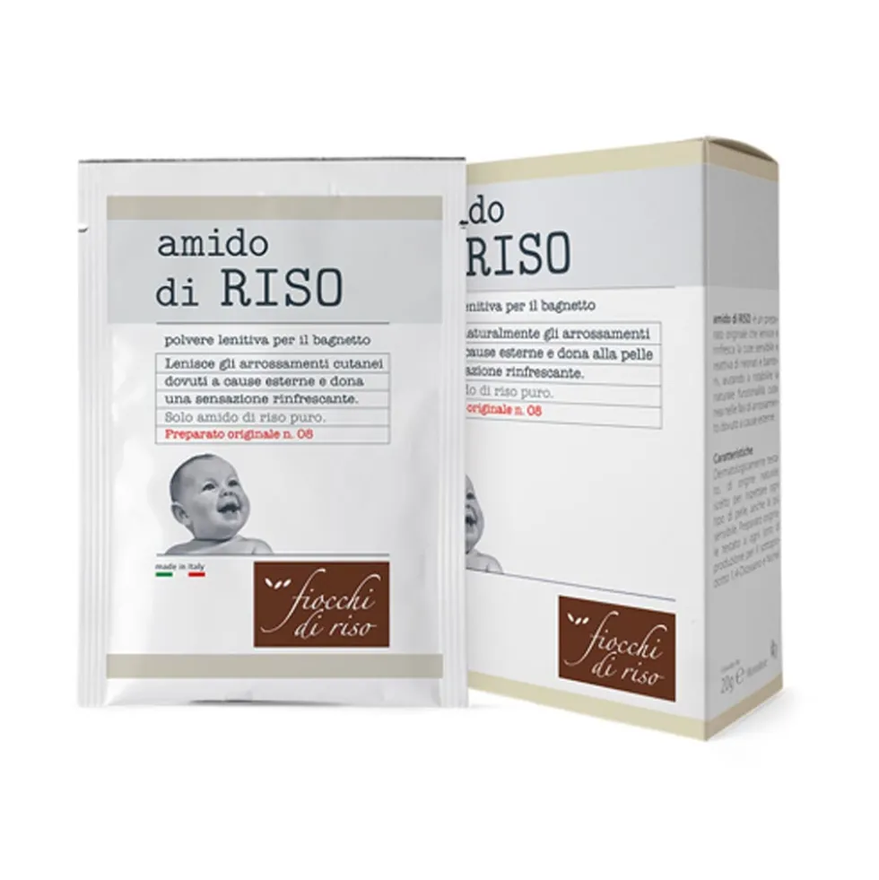 Fiocchi di Riso Amido di Riso - Polvere per il bagnetto ad azione lenitiva, 5 buste da 20 g