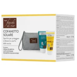 Fiocchi di Riso Cofanetto Solare SPF 50+ - Set solare per neonati con pochette, 100 ml e 140 ml