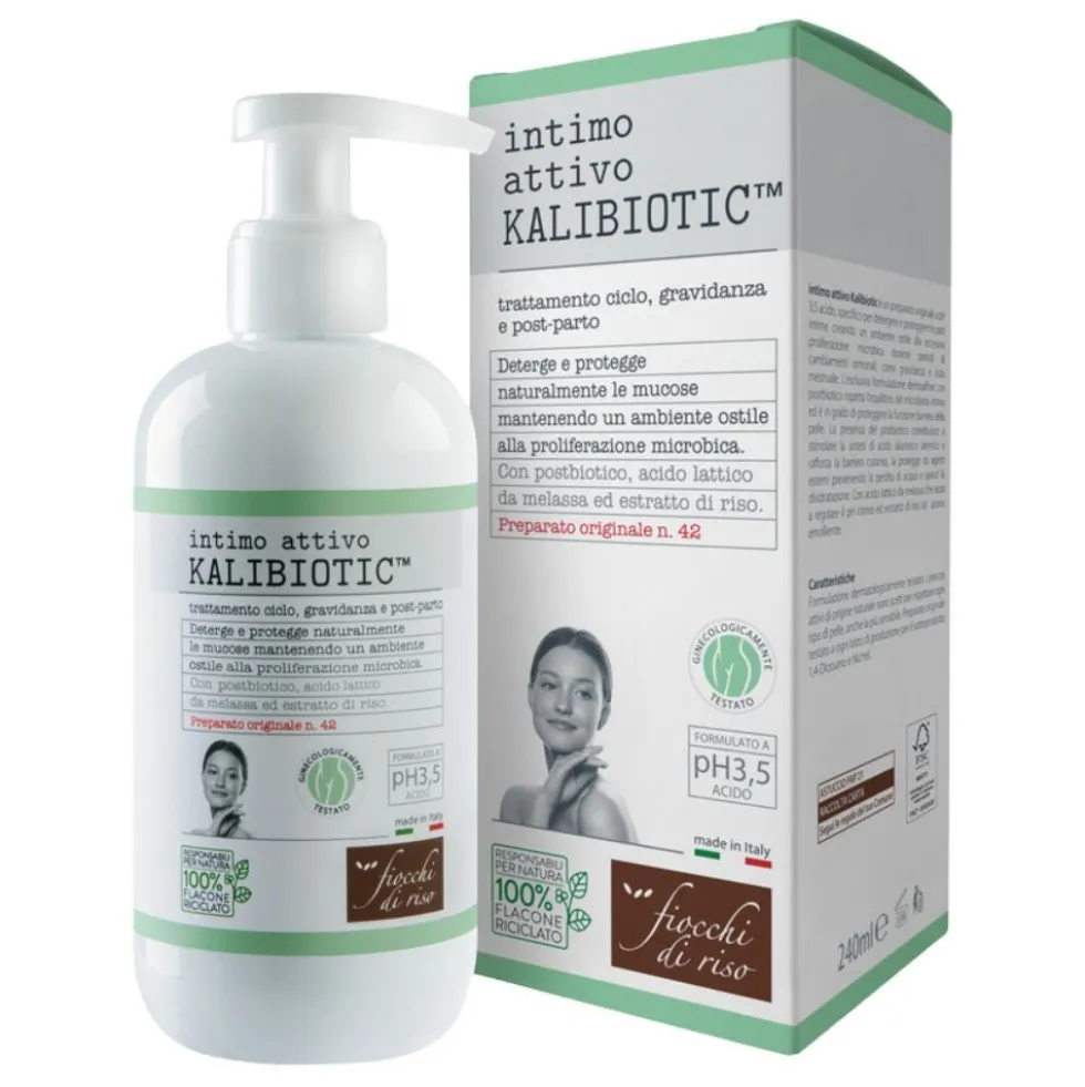 Fiocchi di Riso Kalibiotic - Detergente intimo a pH 3.5 per la protezione delle mucose, 240 ml