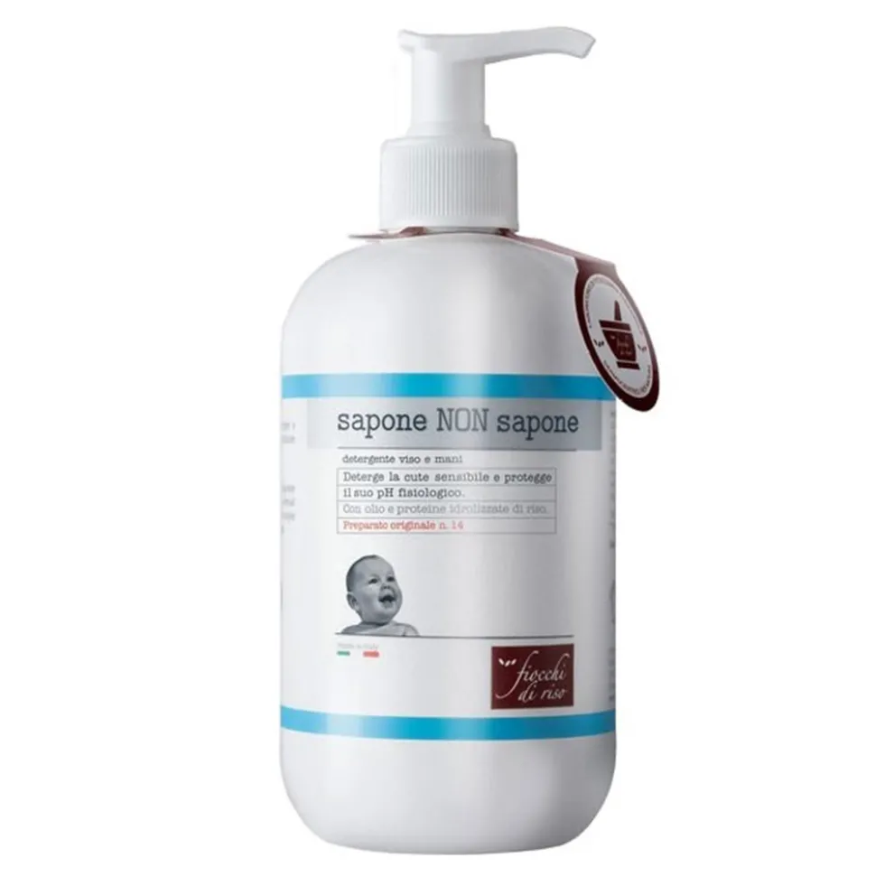 Fiocchi di Riso Sapone Non Sapone - Detergente viso e mani per la pelle sensibile, 400 ml