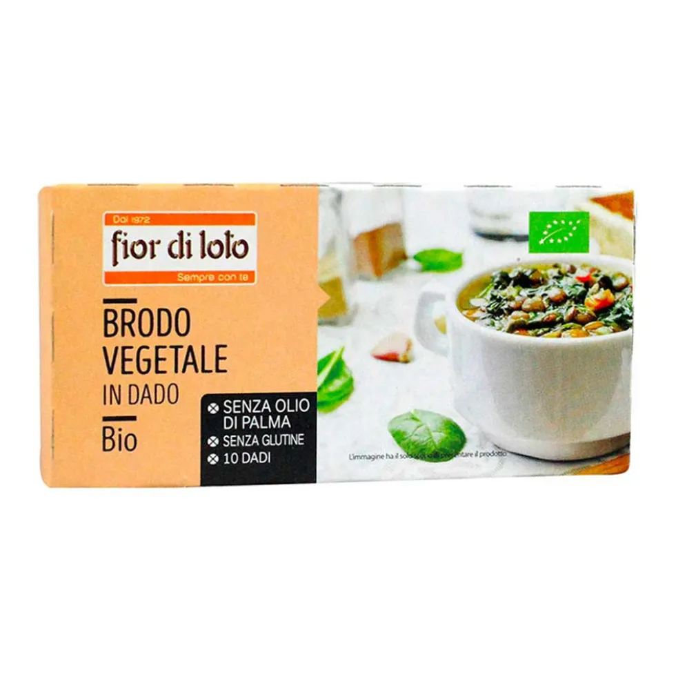 Fior di Loto Brodo vegetale in dado - Dado vegetale biologico senza glutine e olio di palma, 100 g