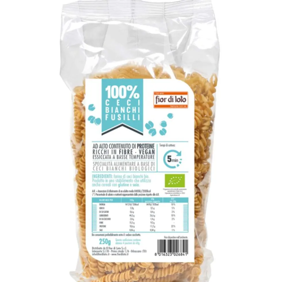 Fior di Loto Fusilli di ceci bianchi bio senza glutine per la dieta vegana, 250 g