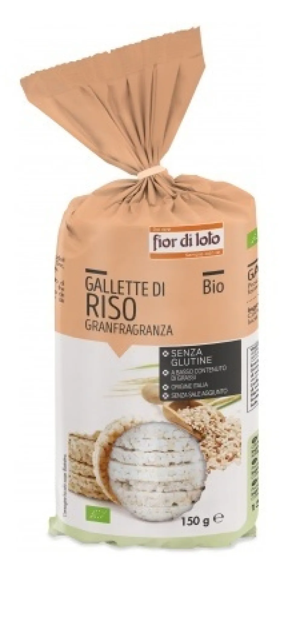 Fior di Loto Gallette di riso Granfragranza - Sostituto del pane biologico e senza glutine, 150 g