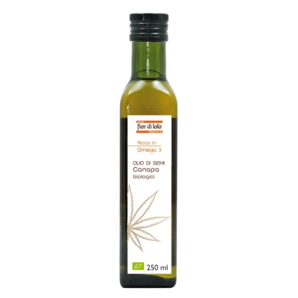 Fior di Loto Olio di canapa bio - Olio alimentare biologico per il controllo del colesterolo, 250 ml