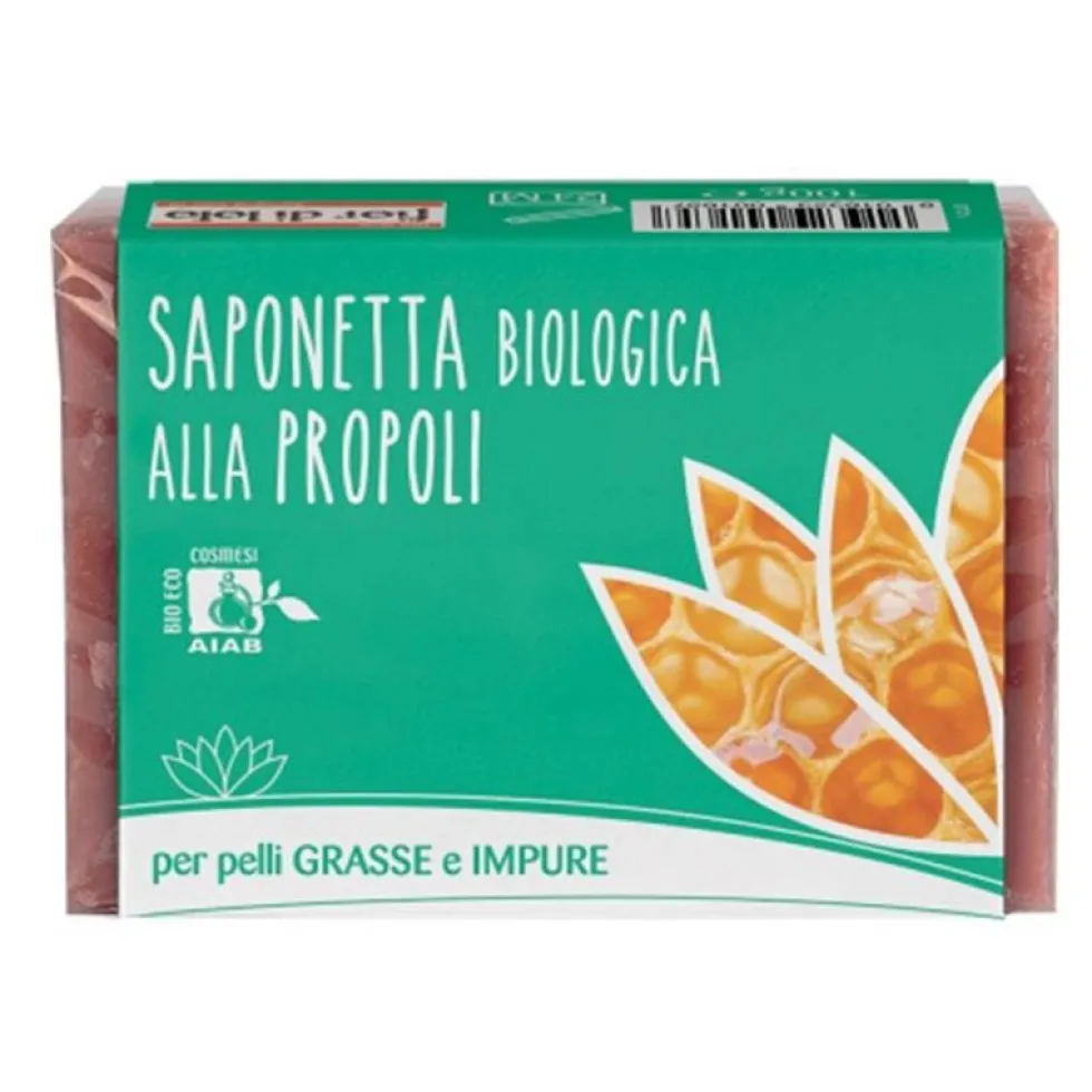 Fior di Loto Saponetta biologica alla propoli per pelli miste e grasse, 100 g