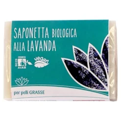 Fior di Loto Saponetta biologica alla lavanda - Sapone detergente per pelli miste e grasse, 100 g