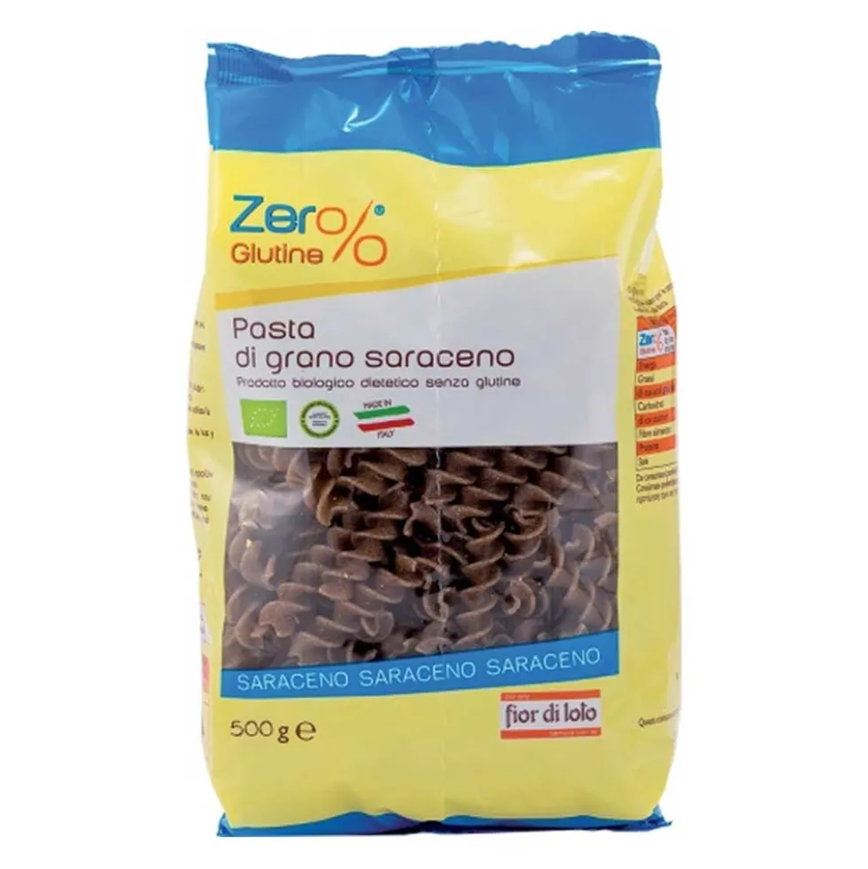 Fior di Loto Zero% Glutine fusilli di grano saraceno - Pasta biologica per sportivi, 500 g