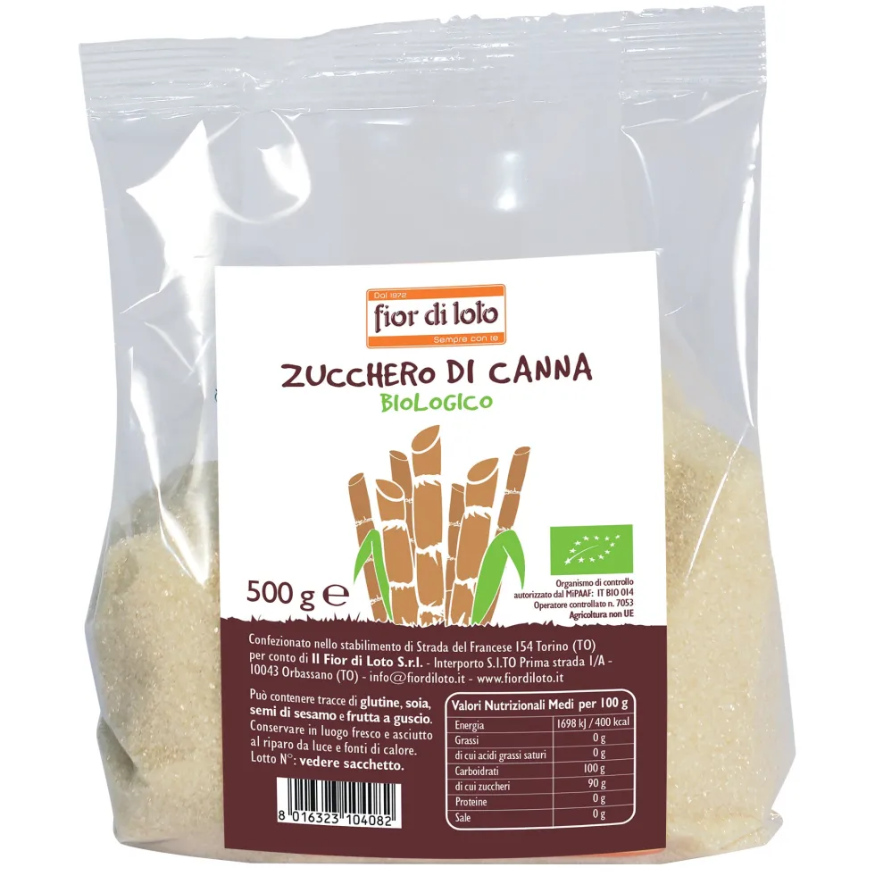 Fior di Loto Zucchero di canna grezzo biologico Dolcificante per le bevande e gli alimenti, 500 g