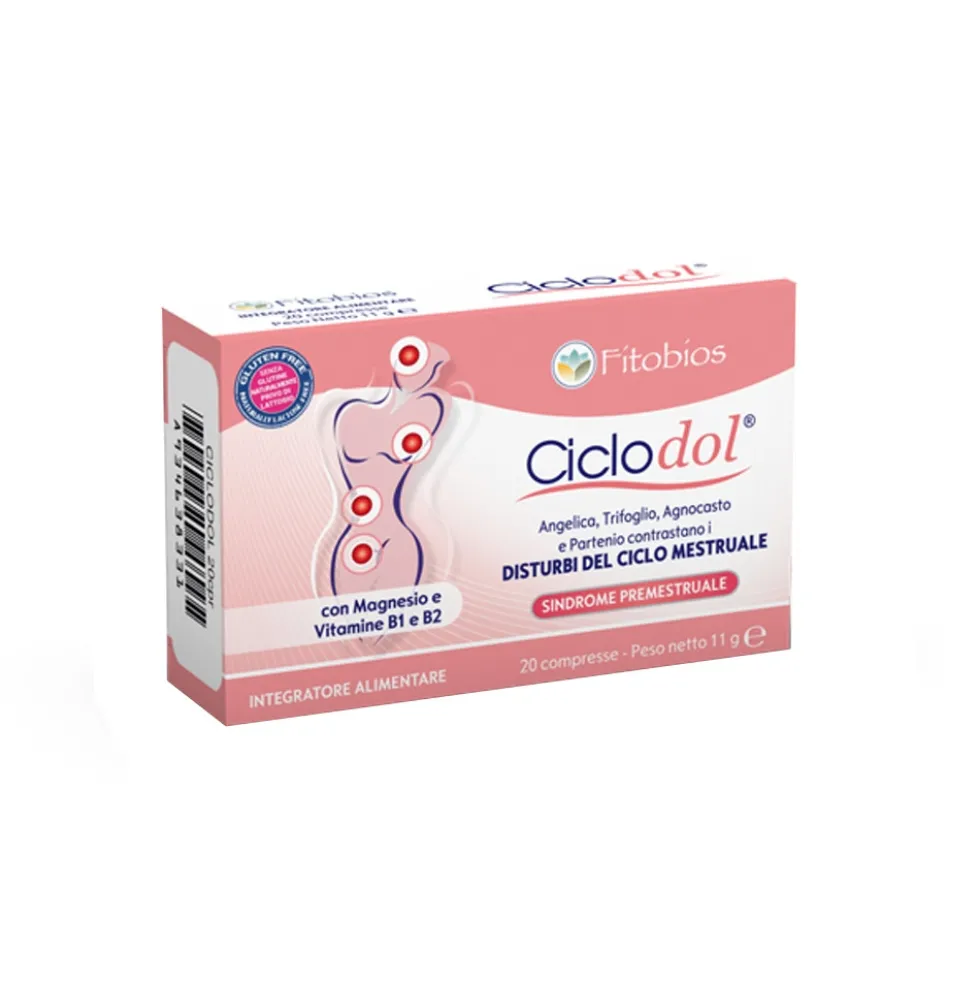 Fitobios Ciclodol - Integratore alimentare per i disturbi del ciclo mestruale, 20 compresse