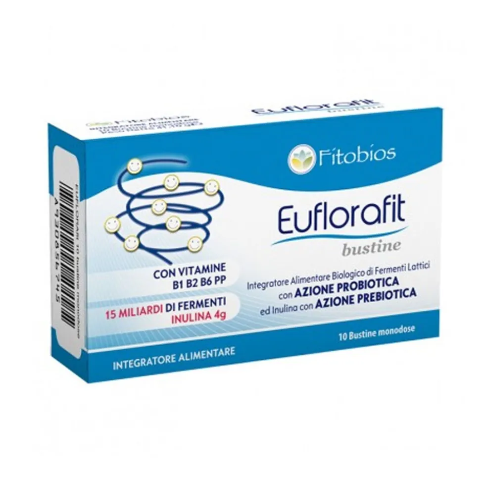 Fitobios Euflorafit - Integratore di fermenti lattici per la flora intestinale, 10 bustine