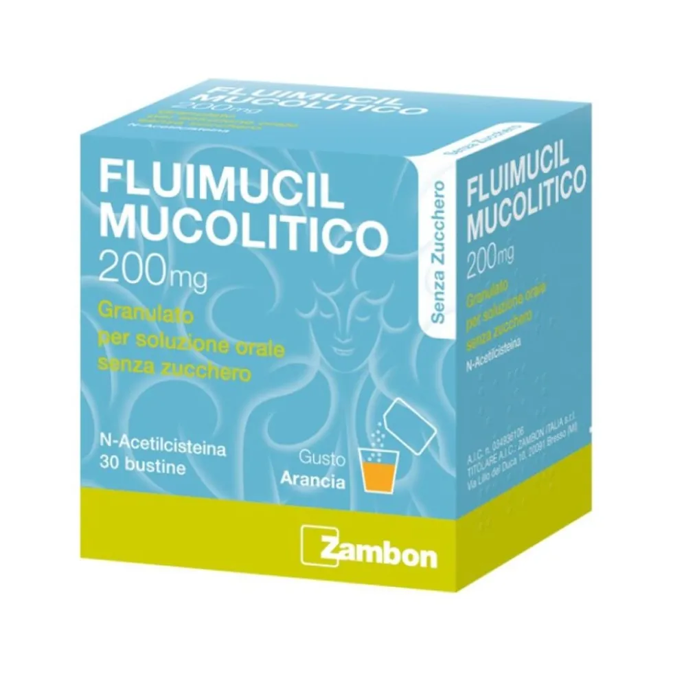 Fluimucil Mucolitico 200 Mg Granulato Per Soluzione Orale Senza Zucchero 30 Bustine