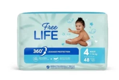 Freelife Maxi Pannolini per bambini taglia 4 da 7 a 14 kg, 48 pannolini