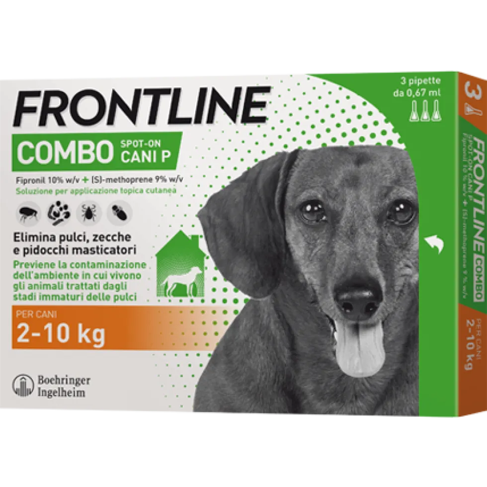 Frontline Combo Spot-On Cani 2-10 kg - Antiparassitario contro le pulci e le zecche, 3 pipette