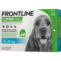 Frontline Combo Spot-On Cani M - Antiparassitario per pulci e zecche, 3 pipette da 1,34 ml