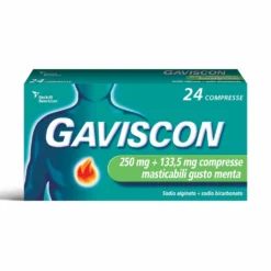 Gaviscon 250mg + 133,5mg Compresse Masticabili Gusto Menta per Bruciore di Stomaco Occasionale, 24 Compresse