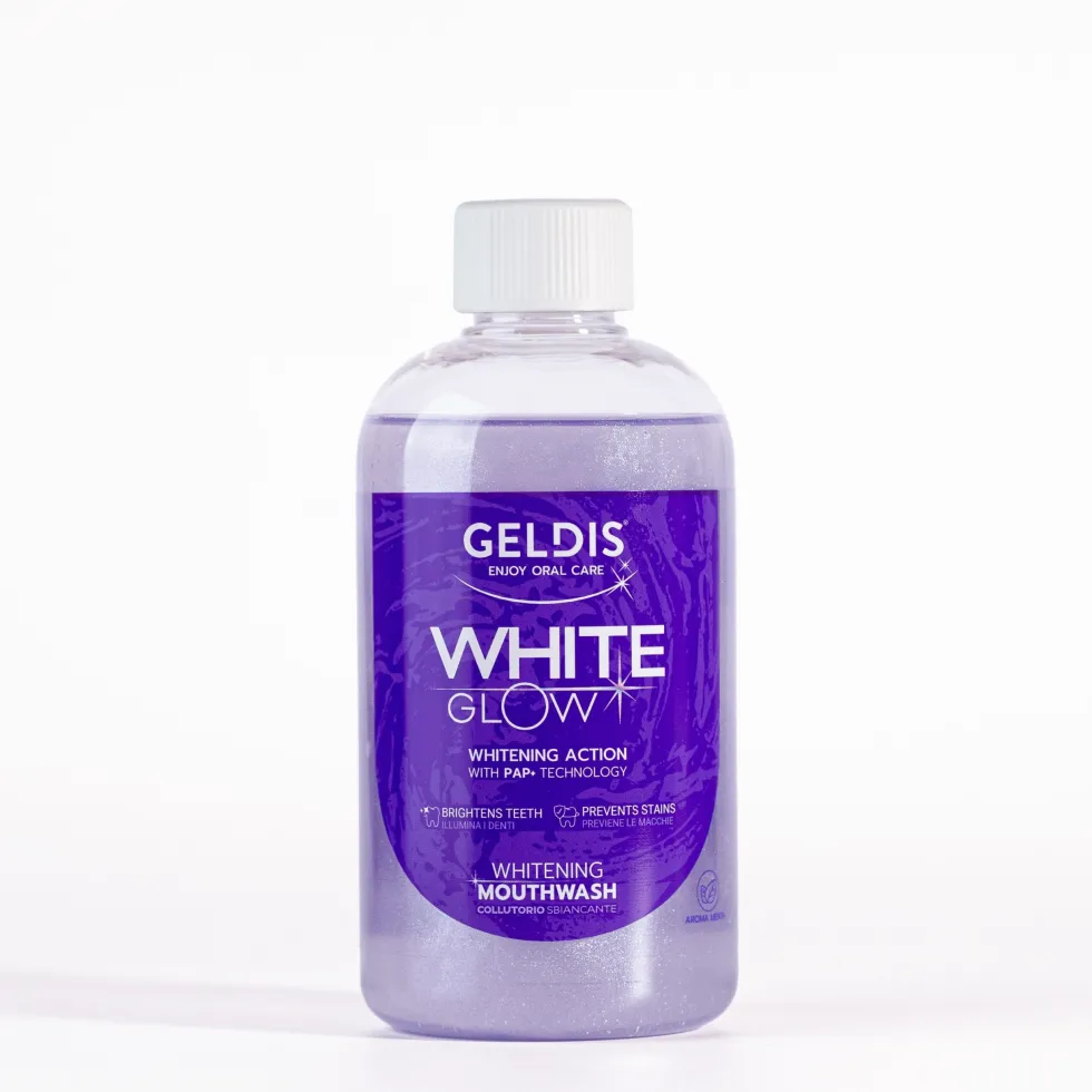 Geldis White Glow - Collutorio sbiancante per denti più bianchi e luminosi, 500 ml