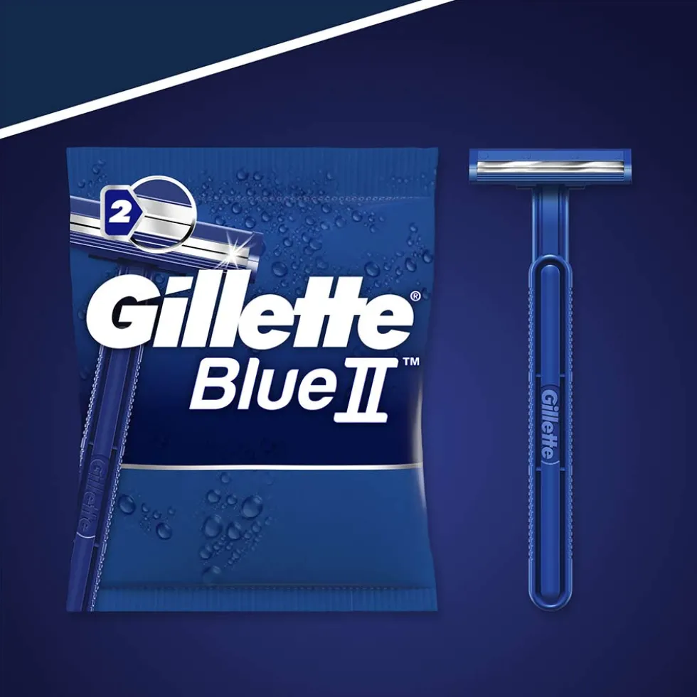 Gillette Blue II Rasoi da Uomo Usa e Getta a 2 Lame con Testina Fissa, 5 Pezzi