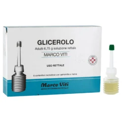 Glicerolo Mv Adulti 6,75g Soluzione Rettale con Camomilla e Malva Trattamento Stitichezza Occasionale, 6 Contenitori Monodose
