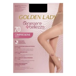 Golden Lady Benessere & Bellezza - Collant 70 denari nero per la circolazione, 1 paio taglia 3-M