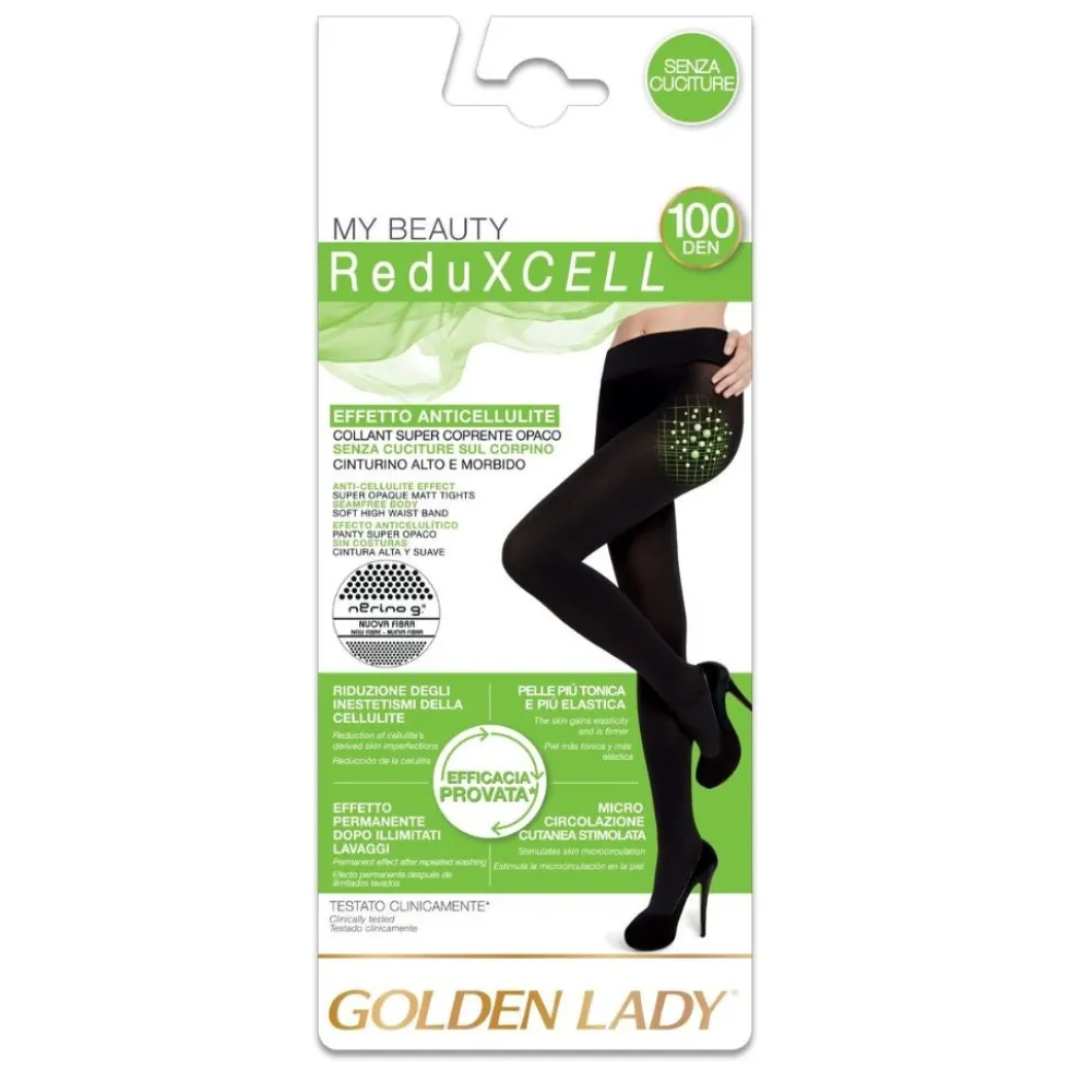Golden Lady Reduxcell - Collant nero 100 denari con effetto anticellulite, 1 paio taglia 3-M