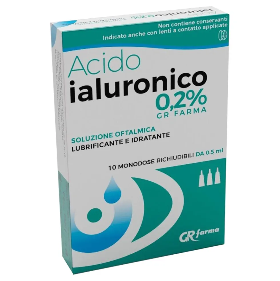Gr Farma Acido Ialuronico 0,2% Soluzione Ofralmica, 10 flaconcini