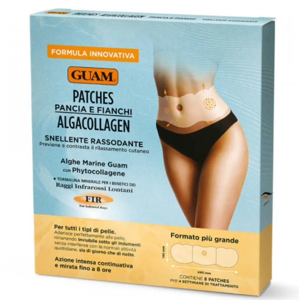 Guam AlgaCollagen - Patches Pancia e Fianchi Snellente Rassodante, 8 Patches