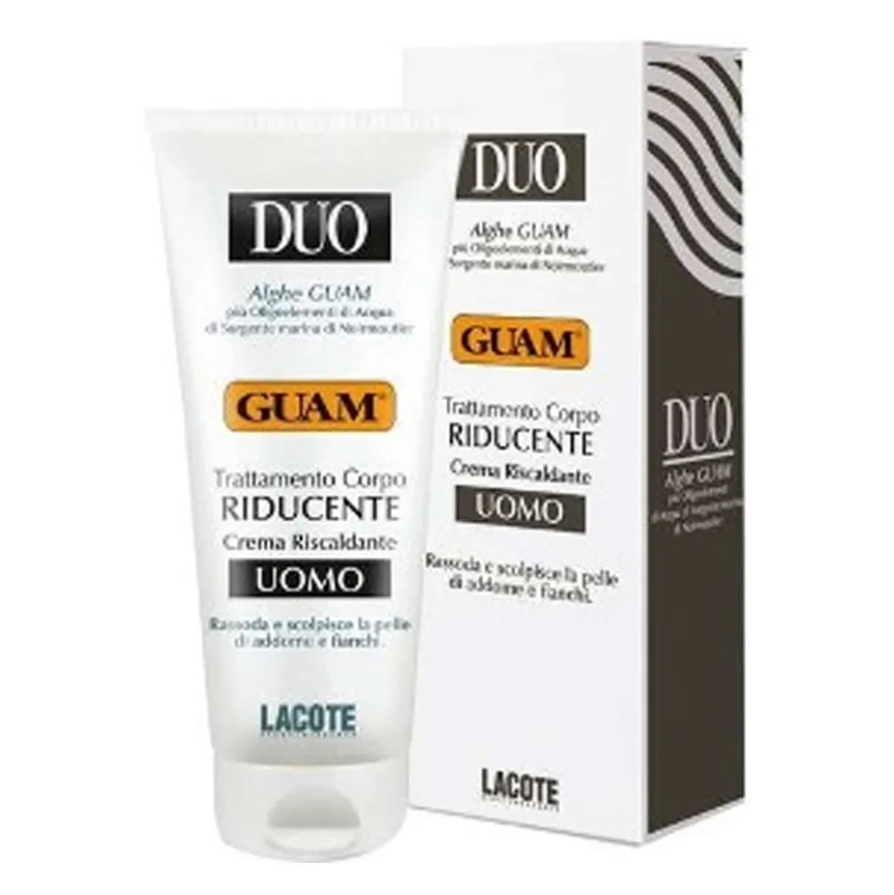 Guam Duo crema riducente uomo - Trattamento corpo rimodellante per addome e fianchi, 200 ml