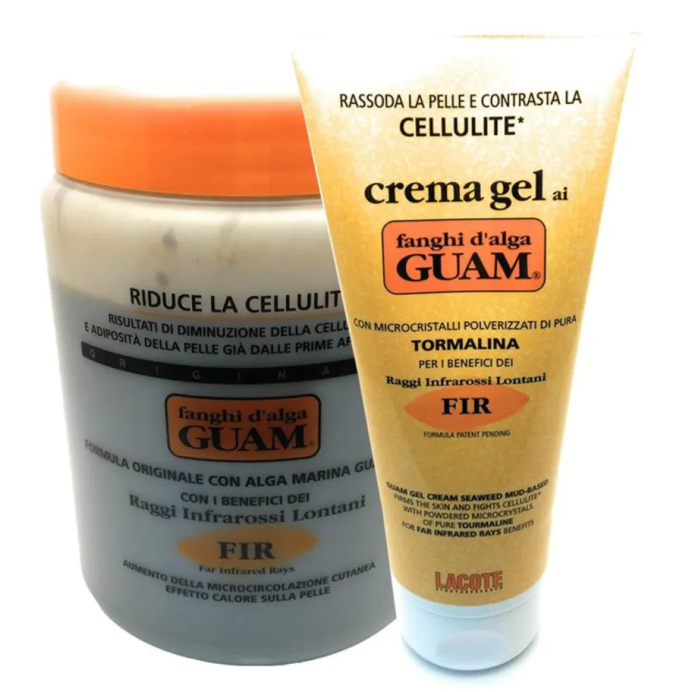 Guam Fanghi d'Alga FIR e Cremagel - Kit per il trattamento anticellulite, 1 kg e 200 ml