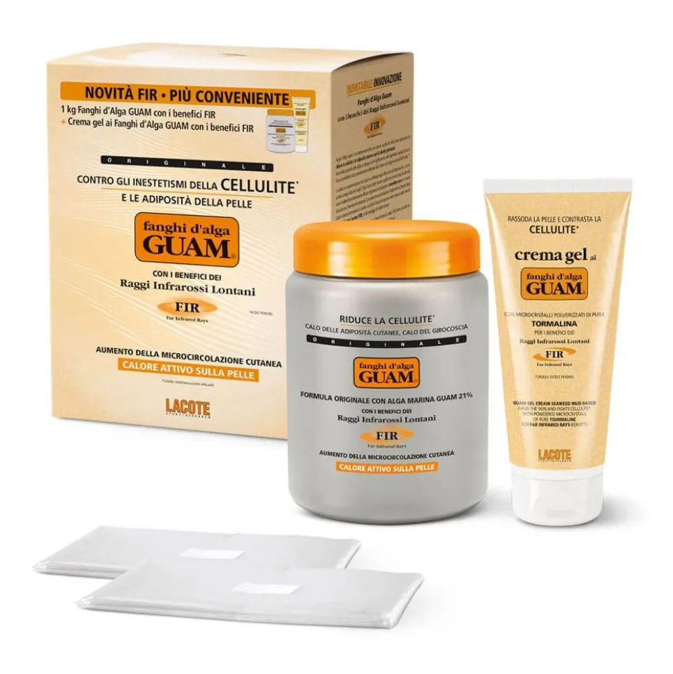 Guam Fanghi d'Alga FIR e Cremagel - Kit per il trattamento anticellulite, 1 kg e 200 ml