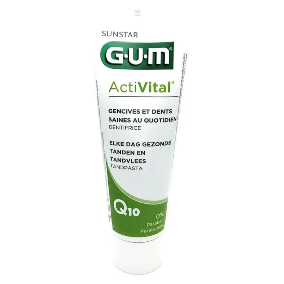 Gum Activital Q10 - Dentifricio antiplacca per rinforzare denti e gengive, 75 ml