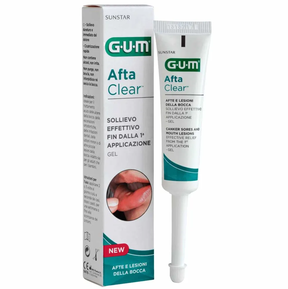 GUM AftaClear Gel contro Afte e Ulcere della Bocca per Adulti e Bambini, 10ml