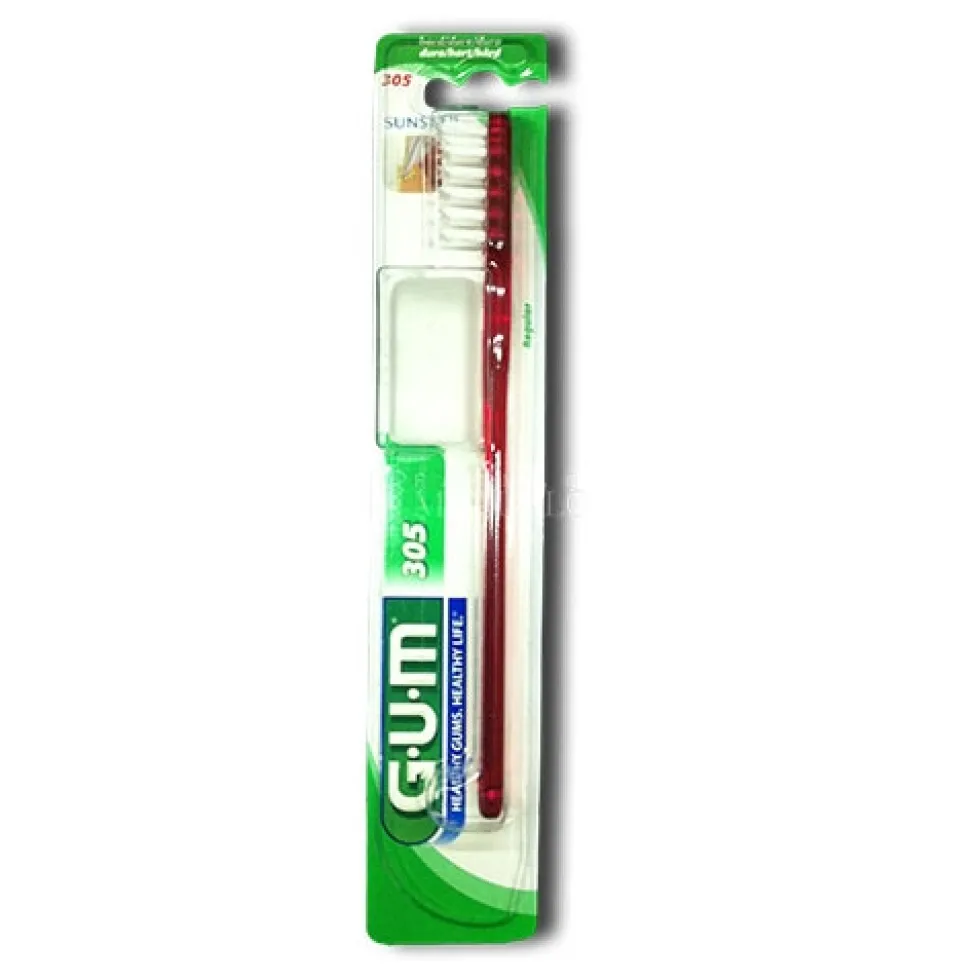 Gum Classic 305 - Spazzolino manuale a setole dure per la rimozione della placca, 1 pezzo