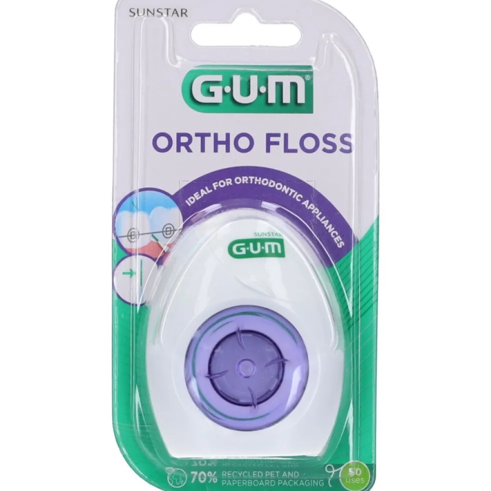 GUM Ortho Floss - Gum filo interdentale spugnoso, 50 fili