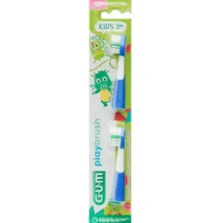 Gum Playbrush Kids Testine di Ricambio 3+ anni colore Blu, 2 testine