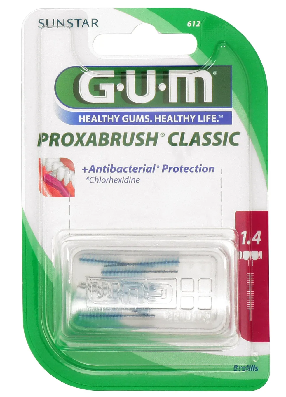 Gum Proxabrush Classic 612 - Ricambi per lo scovolino interdentale 1,4 mm, 8 scovolini
