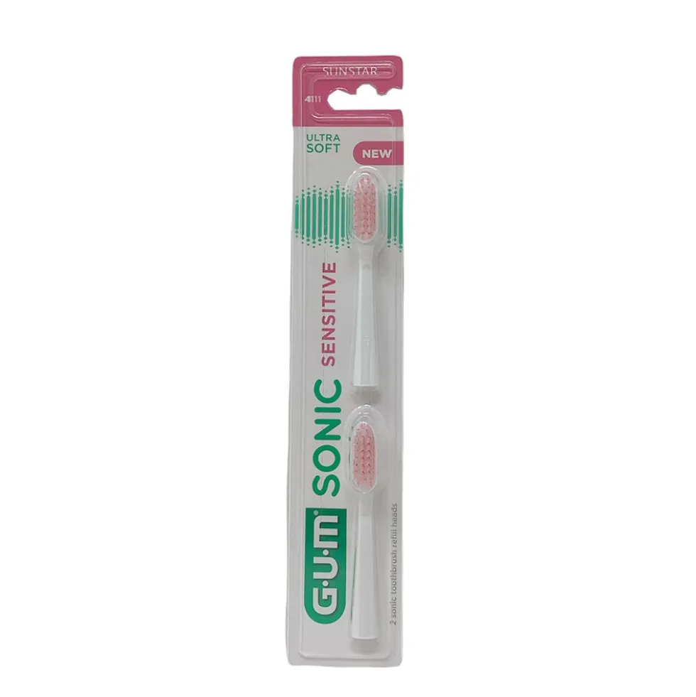 Gum Sonic Sensitive Testine di Ricambio per Spazzolino a Batteria, 2testine