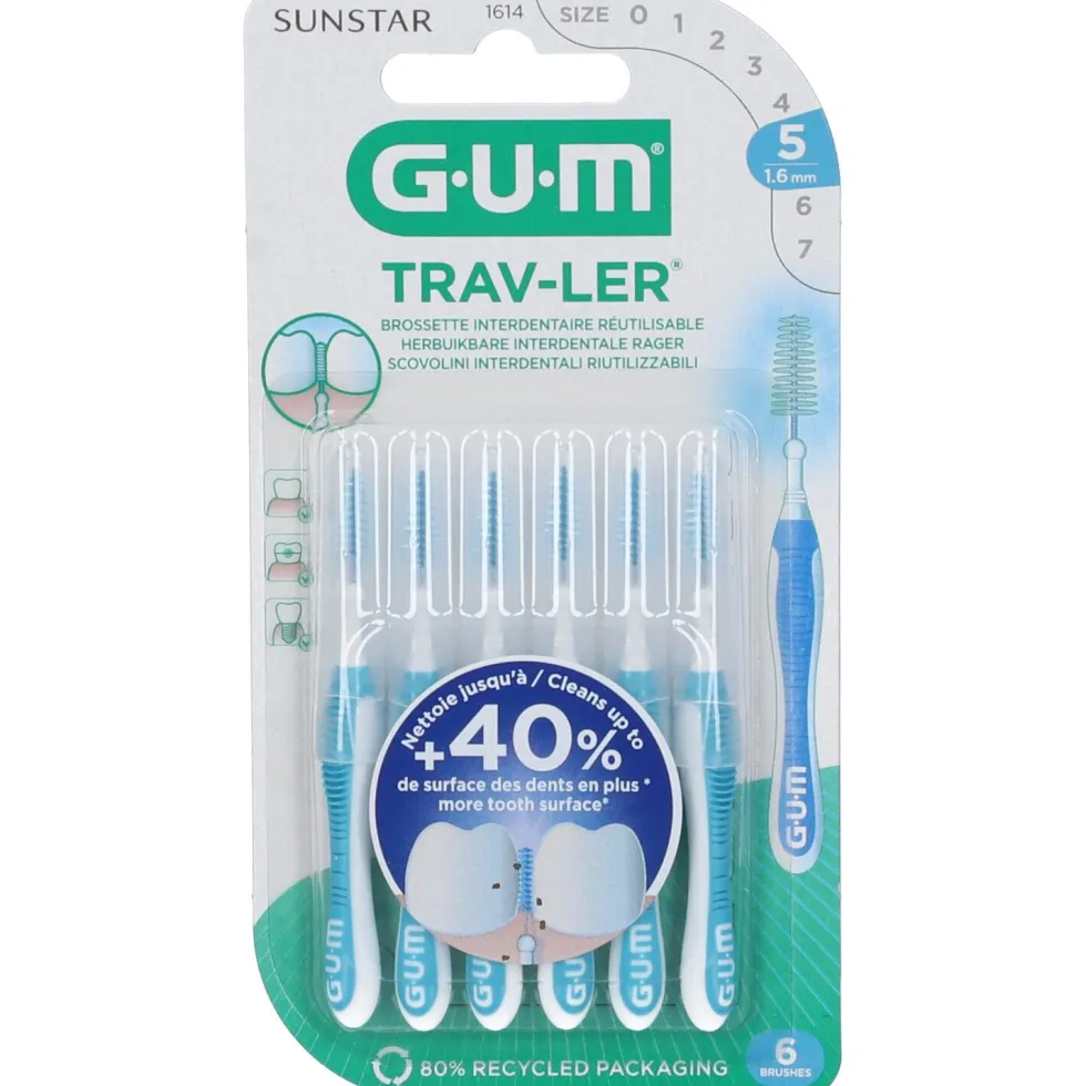 GUM Trav-Ler - 1614 Scovolino interdentale da 1,6 mm, 6 scovolini