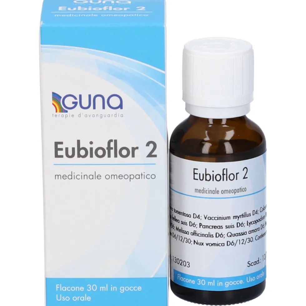 Guna Eubioflor 2 Medicinale omeopatico in gocce per il meteorismo e la digestione, 30 ml