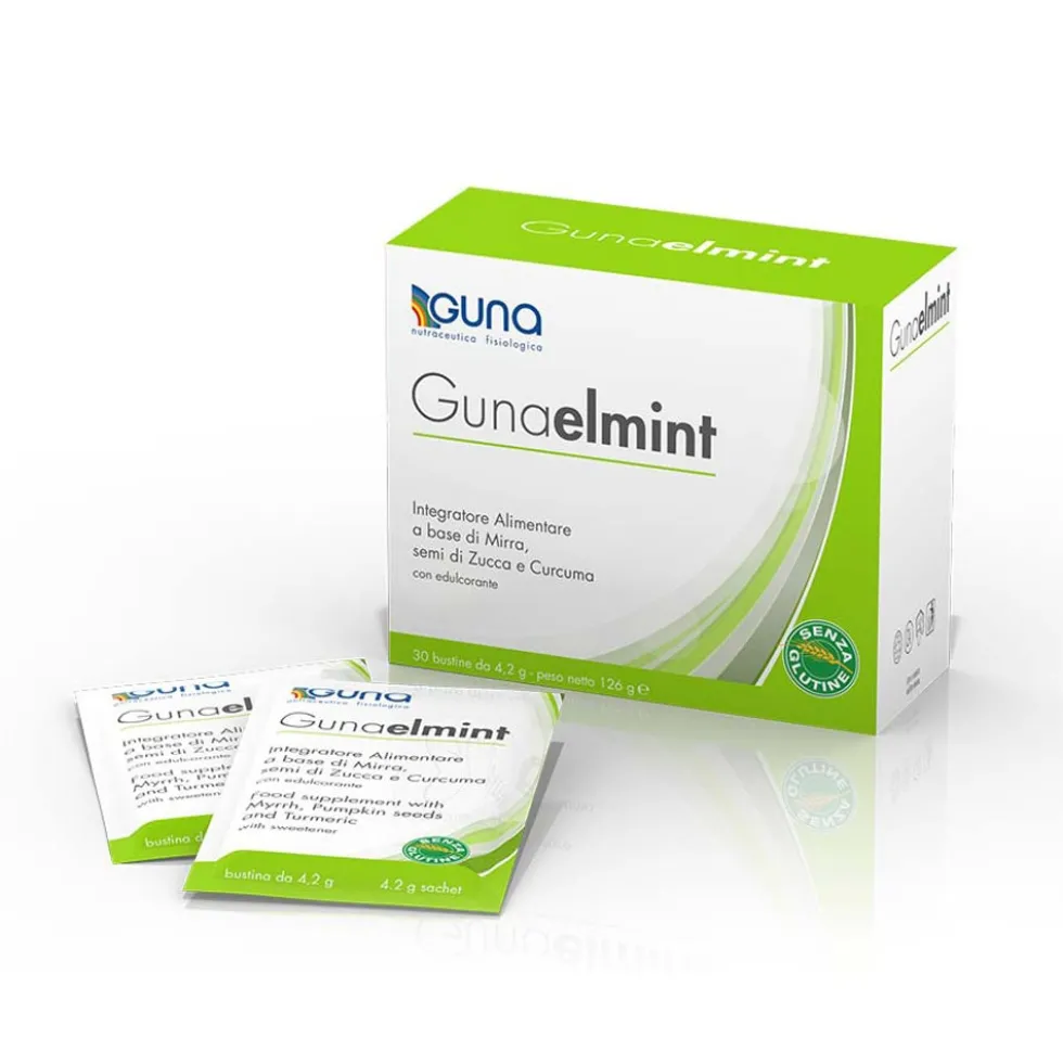 Guna Gunaelmint - Integratore alimentare per digestione e vie urinarie, 30 bustine da 4,2 g