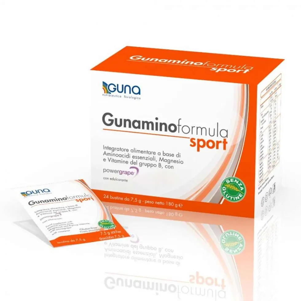 Guna Gunaminoformula Sport - Integratore alimentare per l'attività sportiva intensa, 24 bustine