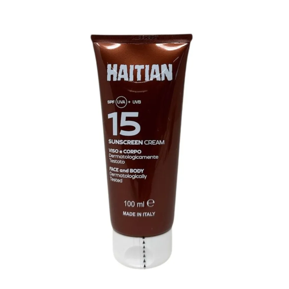 Haitian SunScreen Crema Solare Viso e Corpo SPF50 Protezione Bassa, 100ml