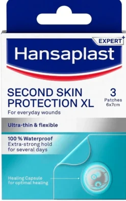 Hansaplast Second Skin Protection - Cerotti autoadesivi per le ferite superficiali XL, 3 cerotti