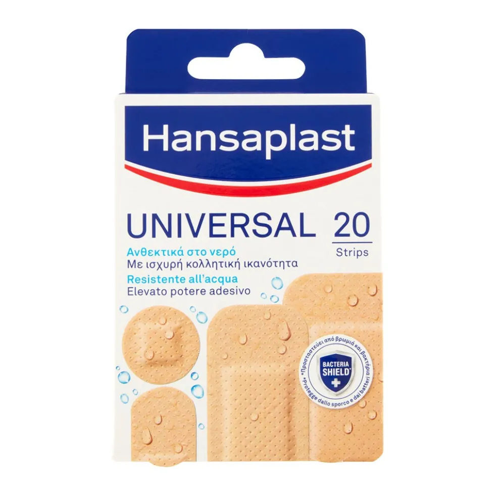 Hansaplast Universal - Cerotto Resistente all'Acqua, 20 cerotti 4 formati