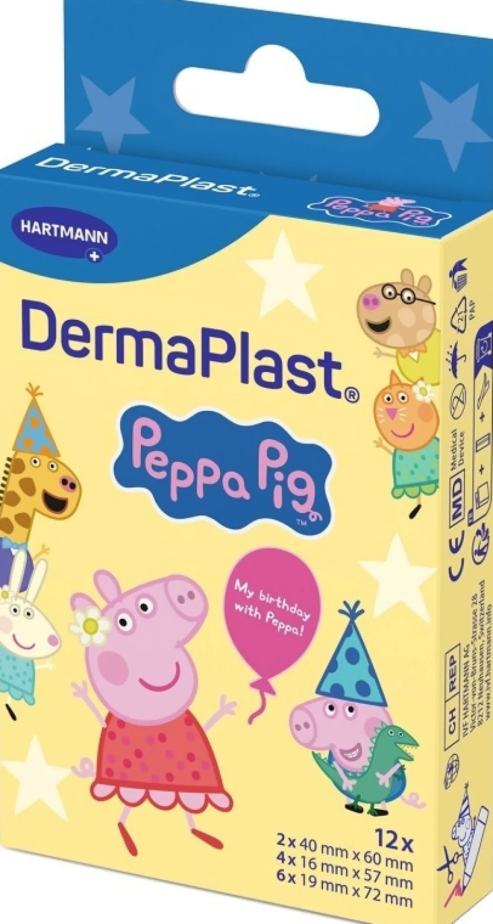 Hartmann DermaPlast Peppa Pig Cerotti Assortiti per Bambini, 12 cerotti