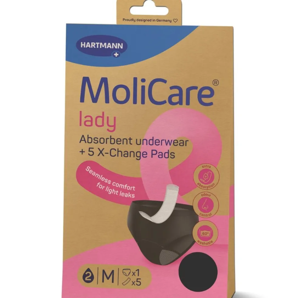 Hartmann MoliCare Lady - Slip assorbente rilavabile per incontinenza, 1 slip e 5 inserti taglia M