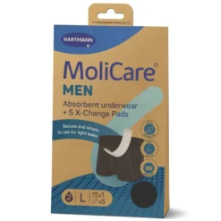 Hartmann MoliCare Men - Boxer assorbente rilavabile per l'incontinenza leggera, taglia L e 5 inserti